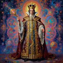 beautiful oil painting, full length vampire in baroque coronation robes 1 7 0 1, dan mumford, dan mumford, alex grey, hyacinthe rigaurd, highly detailed, lsd visuals, dmt fractal patterns, visionary art, psychedelic art, ornate, vaporwave, baroque, greg rutkowski
