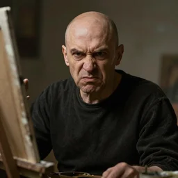 2 0 0 year old man, very angry expression, bald, painter by rembrandt