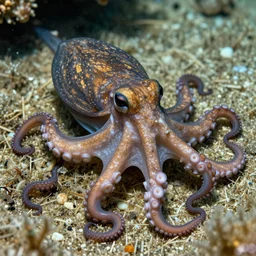 mousy octopus, realistic, intricate