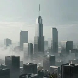 futuristic city, everything in geometric shapes, smokey scene, 200mm Fujifilm, 8k