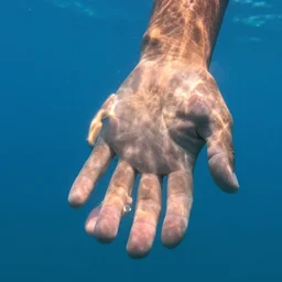 realistic hand underwater