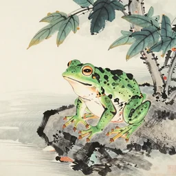 the frog in the well, traditional chinese painting,