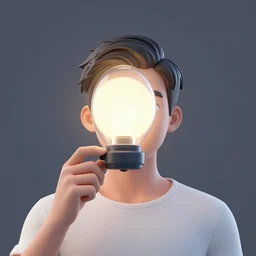 man with a lamp head
