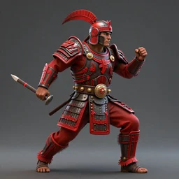 mexican indigenous warrior in a ornated armor preparing for war, full body, dynamic pose, red and obsidian neon, concept art, intricate details, highly professionally detailed, cgsociety, highly detailed -