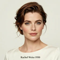 “Rachel Weisz portrait, color vintage magazine illustration 1950”