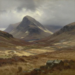 Scottish mountains combined with desert, painting by Constable