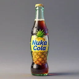 bottle of delicious pineapple flavoured nuka cola, unreal engine, 3 d art, concept art, highly detailed, pop art, by artgerm and jakub rozalsky