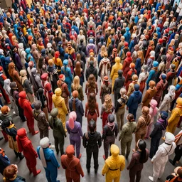 love, diverse 5000 cybersuits, from behind, connection rituals, wide wide angle, vivid, elaborate, highly detailed, beautiful lighting