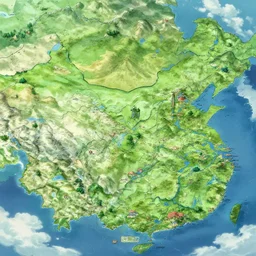 treasure map of a realm with distinct biomes, highly detailed, smooth, sharp focus, artstation, illustration by makoto shinkai and moebius and jean giraud