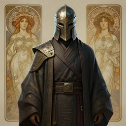 character sheet for a scifi monk, helmet. robes. intricate digital painting artstation concept art smooth sharp focus illustration, art by artgerm and paul chadeisson and greg rutkowski and alphonse mucha, octane, 3 d render