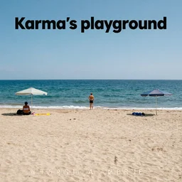 karma's playground beach, metal album cover, by dan mumford, by michael whelan, by ed repka, by wes benscoter - n 4