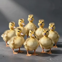 lots of cutest! colorful!!! ducklings looking at you