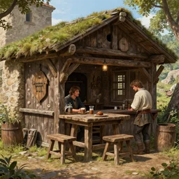 medieval tavern painted by greg rutkowski, extremely detailed, semirealism, artstation, octane render, sharpness, 8 k, golden ratio