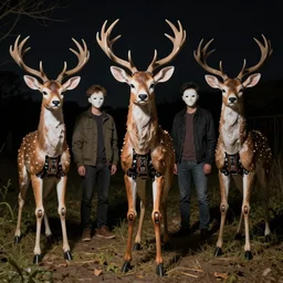 the masks come off at night, organic robotic deer, photorealistic by michael komarck, greg rutkowski, victo ngai, artgerm, willem claesz heda and j. dickenson