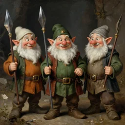 Realistic, portrait, three Dwarf Brothers, jolly, dungeons and Dragons, medieval painting