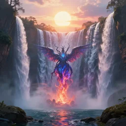 yggdrasil surrounded by waterfalls!!!!!!!!!!!!!!!!!!!!!! sun setting, ross tran, nephilim, pyroclastic flow, ethereal, fantasy, james jean, oozium, peter morbacher angelarium alchemy luxury heavenly light soft illumination, trending on artstation, cinematic lighting, digital painting, octane