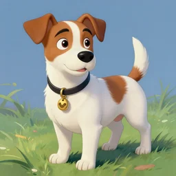 matte painting of jack russel dog, disney 1 9 9 0, style of maxfield parrish