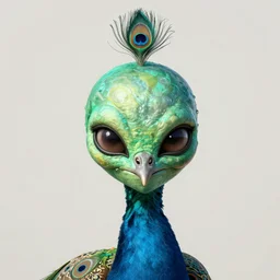 alien peacock plume with human eyes, rendered by beeple, award-winning