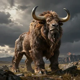 a tauren standing in thunder bluff, awe inspiring