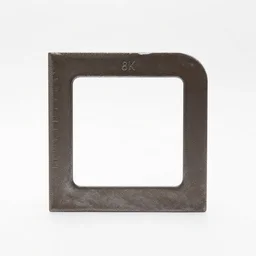wrought iron carpenter's square, 8k product photo, isolated on a pure white background, centered, entire object in frame, sharp focus, soft studio lighting