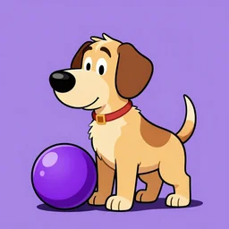 plott hound after a purple ball full color digital illustration in the style of don bluth, artgerm, artstation trending, 4 k