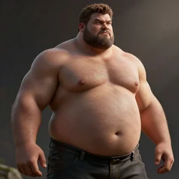 3D render of a man's body, thicc build