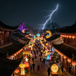 a lantern festival in an ancient city in asia, vibrant and colorful, soft lightning, spooky, 8 k, photorealistic, 3 5 mm, trending on artstation