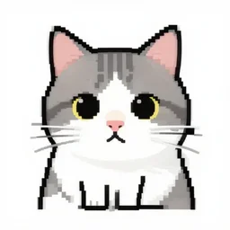 “ small 5 by 5 1 - bit pixel art cat ”