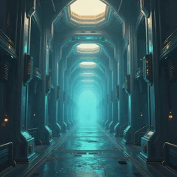 symmetric!! vanishing point ， octane render, epic, steampunk passageway to another dimension ， night, surreal, aqua blue, huge ， highly detailed, artstation, smooth,, smooth, sharp focus, illustration, warm top light ， concept art by raphael lacoste ， artgerm and john berkey, dream, digital painting,