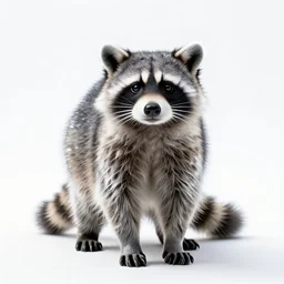 crystal raccoon, high detail photograph, full body, isolated on a pure white background, centered, entire subject in frame, sharp focus, soft studio lighting
