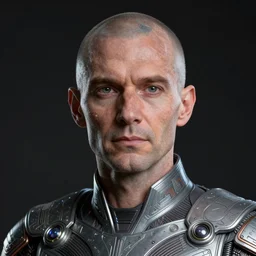 photorealistic portrait of a representative of a high - tech race from another galaxy, highly detailed, realistic, sharp focus