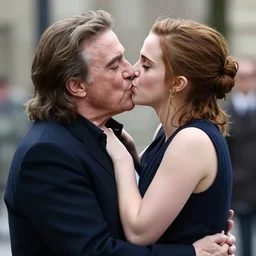 danny devito and emma watson french kissing in public, detailed, gross, cinematic, 8 k