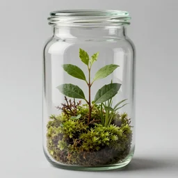 glass jar with very rich and very beautiful moss inside botanical and zoological scientific illustration, made by Ernst Haecke