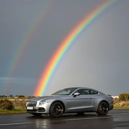 a rainbow car