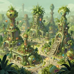 biopunk town, trending on artstation, a town inspired by biological and plant-based industries and light industries. World renowned famous artists. Worth1000.com