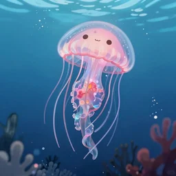 key visual deep sea diver ; jellyfish ; cute, by shigenori soejima, finely detailed feature, anime, abyss, deroo, pixiv top monthly, trending on artstation, cinematic, danbooru, zerochan art, kyoto animation, studio trigger