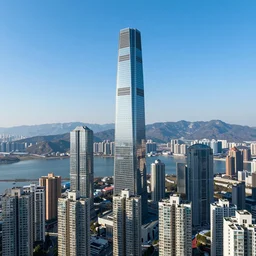 massive sky scrapper city, high rise apartment complex, glass buildings, on a high mountain landscape, lakes and snowy mountains