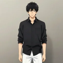 anime illustration of serious ryosuke takahashi in his 4 0 s wearing a black shirt and white pants, standing by his glossy white 1 9 9 0 mazda rx - 7 fc on an empty highway at sunrise, cinematic lighting, initial d anime 1 0 8 0 p, 9 0 s anime aesthetic, volumetric lights, rule of thirds, unreal engine render, pinterest wallpaper, trending on artstation