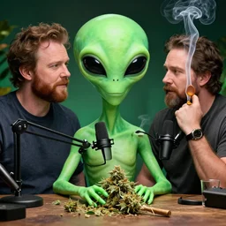 joe rogan brings an alien from area 5 1 in his podcast smoking weed