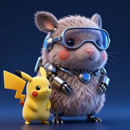 high quality 3 d render sci - fi very cute fluffy! wombat!! cyborg with futuristic mechanical parts, cyberpunk monocle!, highly detailed, unreal engine cinematic smooth, in the style of detective pikachu, hannah yata charlie immer, dark blue neon light, low angle, uhd 8 k, sharp focus