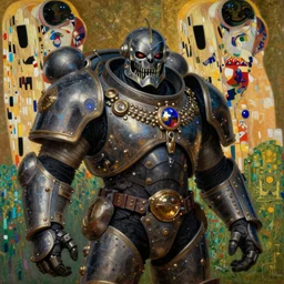 portrait of heavy armoured doomguy in disco elysium, by alexander mcqueen, by roberto ferri, by tom bagshaw, by j. c. leyendecker and klimt, by austin osman spare, highly detailed oil painting, very intricate, cinematic lighting, award - winning, american romanticism, artstation, cgsociety, official art, octane