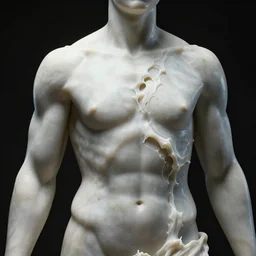human torso made by marble with face disintegrating and melting. by wlop. stylized. dramatic lighting, sharp, highly detailed, octane render, cinematic
