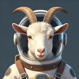 character portrait of a goat in a space helmet, digital art