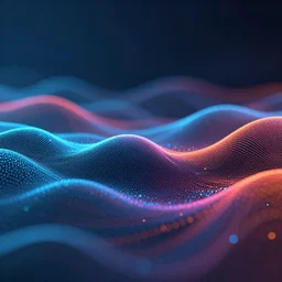 wave moving dots, shallow depth of field, photorealism, waving particle dot technology, hi - tech, trending artstation, vibrant colors, digital painting, octane render, big data, concept art, cinematic lighting, highly detailed, illustration, design, epic, flow particles dot