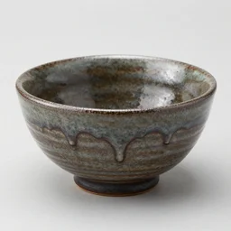 japanese handmade rice bowl, dripping glaze, glazed clay, artistic, exquisite, zen,