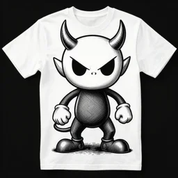 Heavy Metal TShirt Design, The Devil from Cuphead, crosshatching, highly detailed, smooth, intricate, ornate, hot topic, metalomania, killstar, tattoo artist