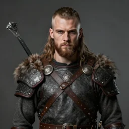 a portrait of a handsome young viking warrior, art by denys tsiperko