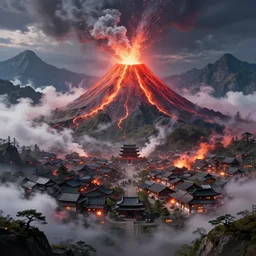 a powerful japanese village high in mountains fanart artstation global illumination rtx hdr fanart arstation 3 d volcano mystical power steam concept - w 1 0 2 4 - s 1 9 9 1 0 1 0 6 1 6