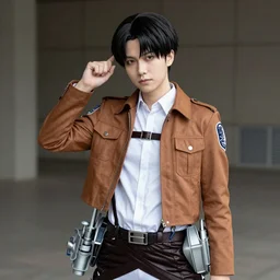 cosplay of Erwin Smith from Attack on Titan. photograph. high-quality.