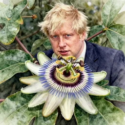 Boris Johnson painting a watercolour of a passion flower